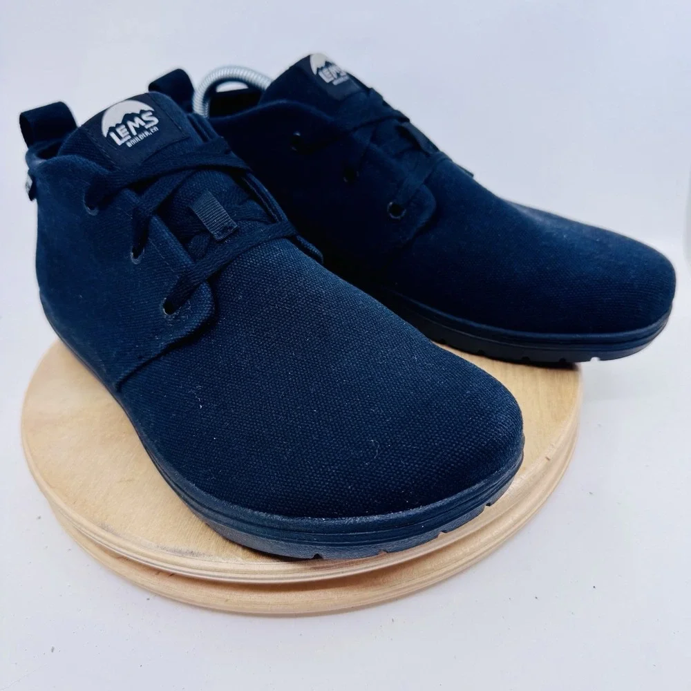 Lems Chukka Shoes Mens 9.5 Womens 11 Black Canvas Zero Drop Wide Toe Box